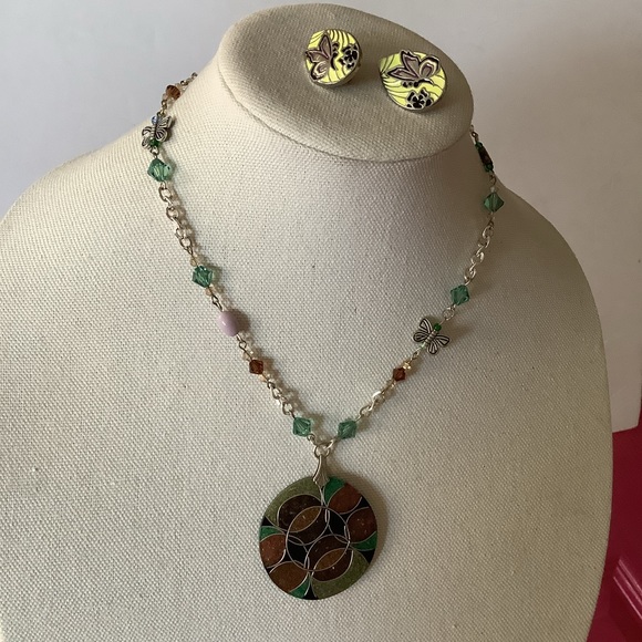 Vintage Y2K Butterfly Clip On Earrings& Handmade Gorgeous Necklace - Picture 8 of 15